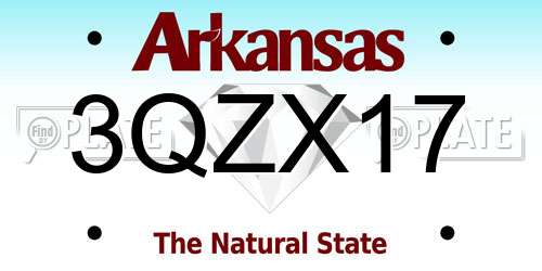3QZX17 Arkansas License Plate