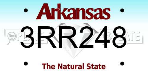 3RR248 Arkansas License Plate