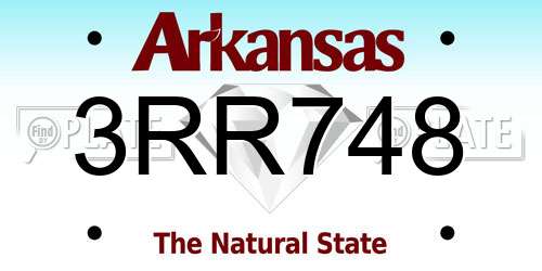 3RR748 Arkansas License Plate