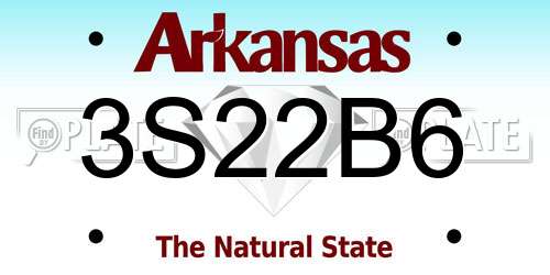 3S22B6 Arkansas License Plate