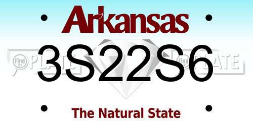 3S22S6 Arkansas License Plate