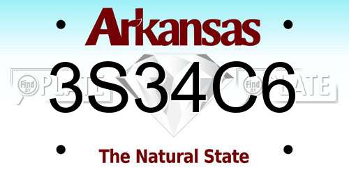 3S34C6 Arkansas License Plate