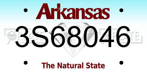 3S68046 Arkansas License Plate