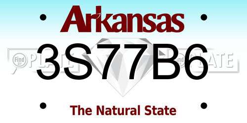 3S77B6 Arkansas License Plate