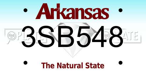 3SB548 Arkansas License Plate
