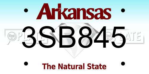 3SB845 Arkansas License Plate