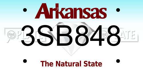 3SB848 Arkansas License Plate