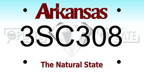 3SC308 Arkansas License Plate