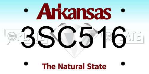 3SC516 Arkansas License Plate