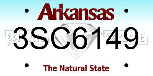 3SC6149 Arkansas License Plate