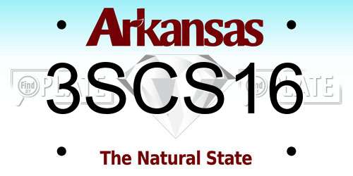 3SCS16 Arkansas License Plate