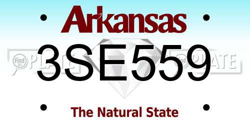 3SE559 Arkansas License Plate
