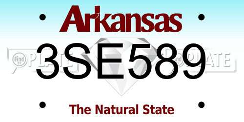 3SE589 Arkansas License Plate