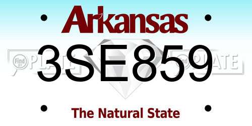 3SE859 Arkansas License Plate