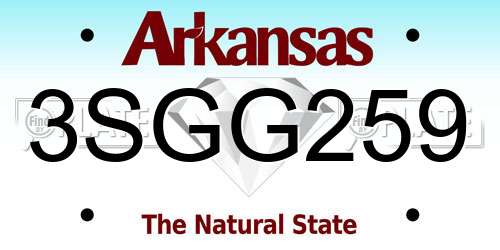 3SGG259 Arkansas License Plate