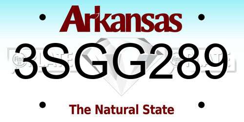 3SGG289 Arkansas License Plate