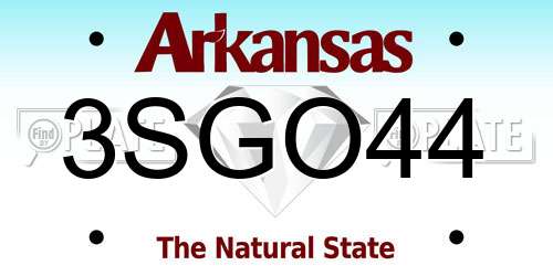 3SGO44 Arkansas License Plate