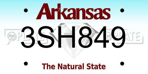 3SH849 Arkansas License Plate