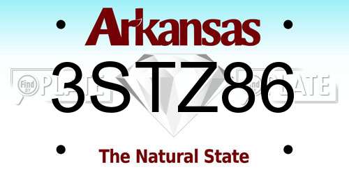 3STZ86 Arkansas License Plate