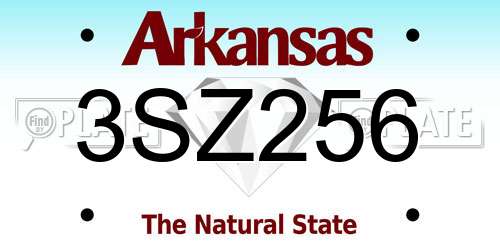 3SZ256 Arkansas License Plate
