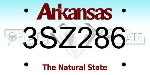 3SZ286 Arkansas License Plate