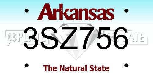 3SZ756 Arkansas License Plate