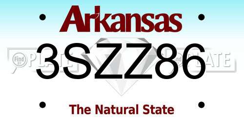 3SZZ86 Arkansas License Plate