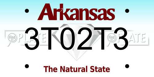 3T02T3 Arkansas License Plate