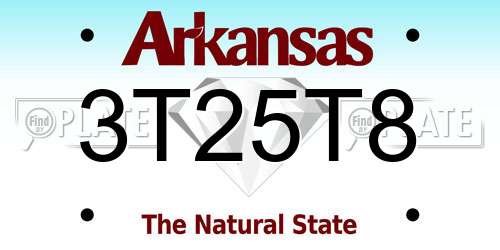 3T25T8 Arkansas License Plate