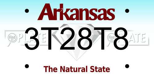 3T28T8 Arkansas License Plate