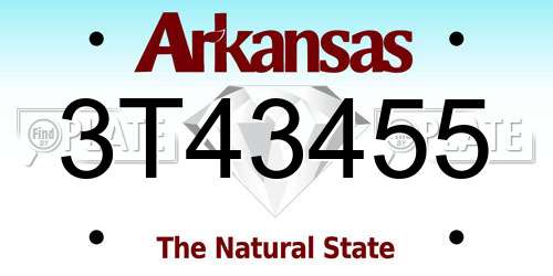 3T43455 Arkansas License Plate