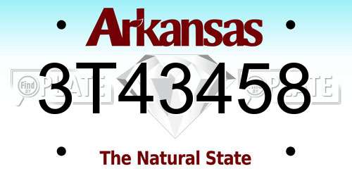 3T43458 Arkansas License Plate