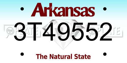 3T49552 Arkansas License Plate