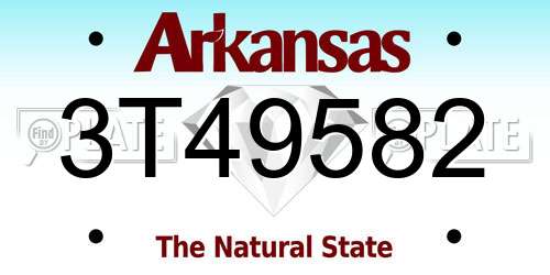 3T49582 Arkansas License Plate