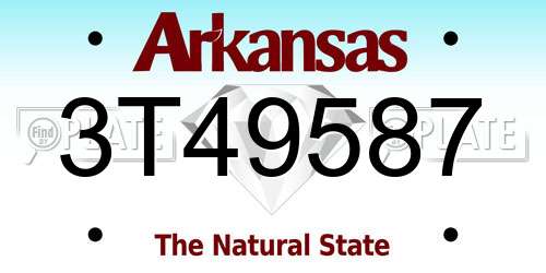 3T49587 Arkansas License Plate