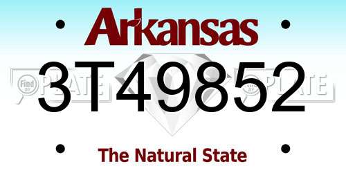 3T49852 Arkansas License Plate