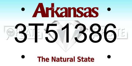 3T51386 Arkansas License Plate