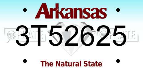 3T52625 Arkansas License Plate