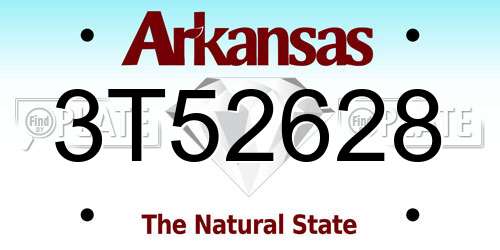 3T52628 Arkansas License Plate