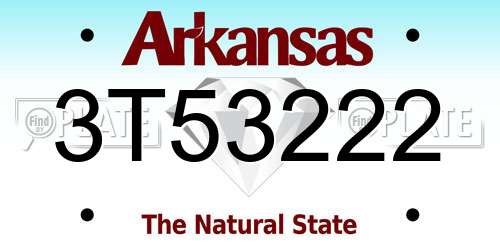 3T53222 Arkansas License Plate