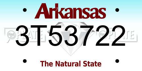 3T53722 Arkansas License Plate