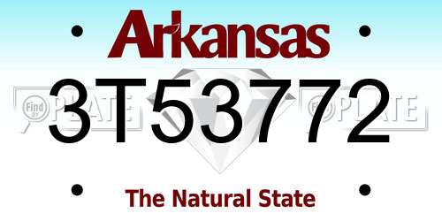 3T53772 Arkansas License Plate