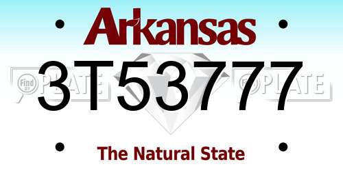 3T53777 Arkansas License Plate