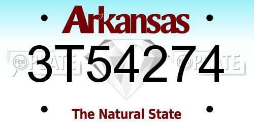 3T54274 Arkansas License Plate