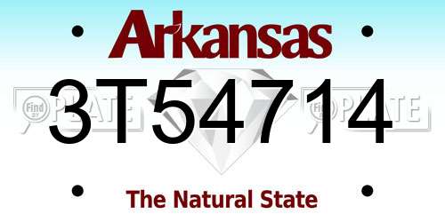 3T54714 Arkansas License Plate