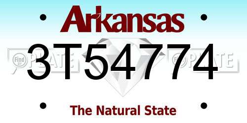 3T54774 Arkansas License Plate