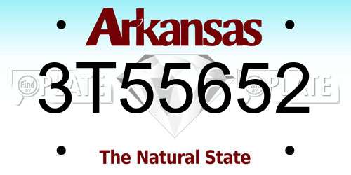 3T55652 Arkansas License Plate