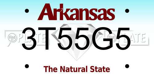 3T55G5 Arkansas License Plate