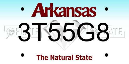 3T55G8 Arkansas License Plate