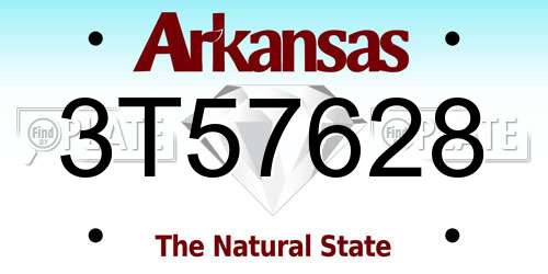 3T57628 Arkansas License Plate